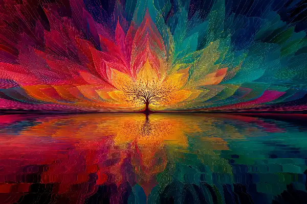 Visionary op art with sacred geometric pattern